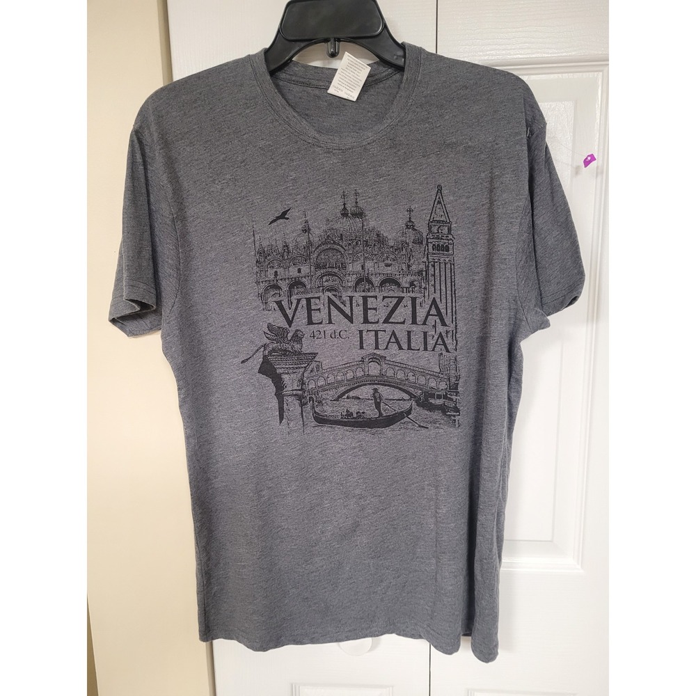 Venezia Italia Graphic T-Shirt Gray Softstyle Ring Spun Souvenir Travel T Size L